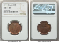 Russian Duchy. Nicholas II 5 Pennia 1911 MS64 Red and Brown NGC, Helsinki mint, KM15. 

HID09801242017

© 2022 Heritage Auctions | All Rights Reserved...