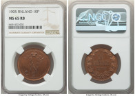 Russian Duchy. Nicholas II 10 Pennia 1905 MS65 Red and Brown NGC, Helsinki mint, KM14. 

HID09801242017

© 2022 Heritage Auctions | All Rights Reserve...