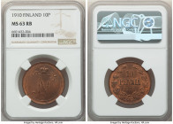 Russian Duchy. Nicholas II 10 Pennia 1910 MS63 Red and Brown NGC, Helsinki mint, KM14. 

HID09801242017

© 2022 Heritage Auctions | All Rights Reserve...