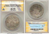Louis XIV 1/2 Ecu 1704 AU50 Details (Cleaned) ANACS, KM355. Boasting ample remnants of the host issue beneath, a 1691 1/2 Ecu. 

HID09801242017

© 202...