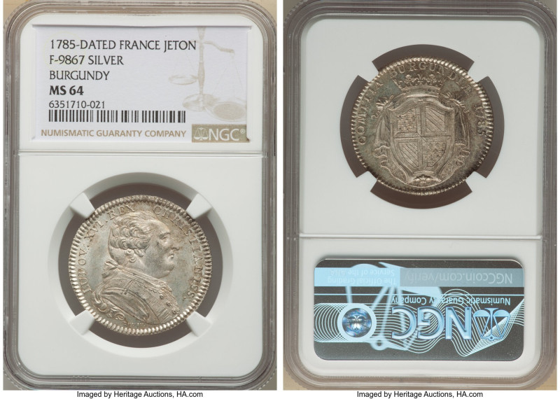 Louis XVI silver "Comitia Burgundiae" Jeton 1785-Dated MS64 NGC, Feuardent-9867....