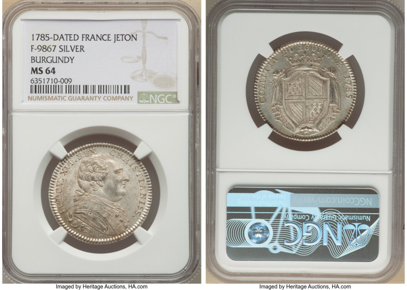 Louis XVI silver "Comitia Burgundiae" Jeton 1785-Dated MS64 NGC, Feuardent-9867....