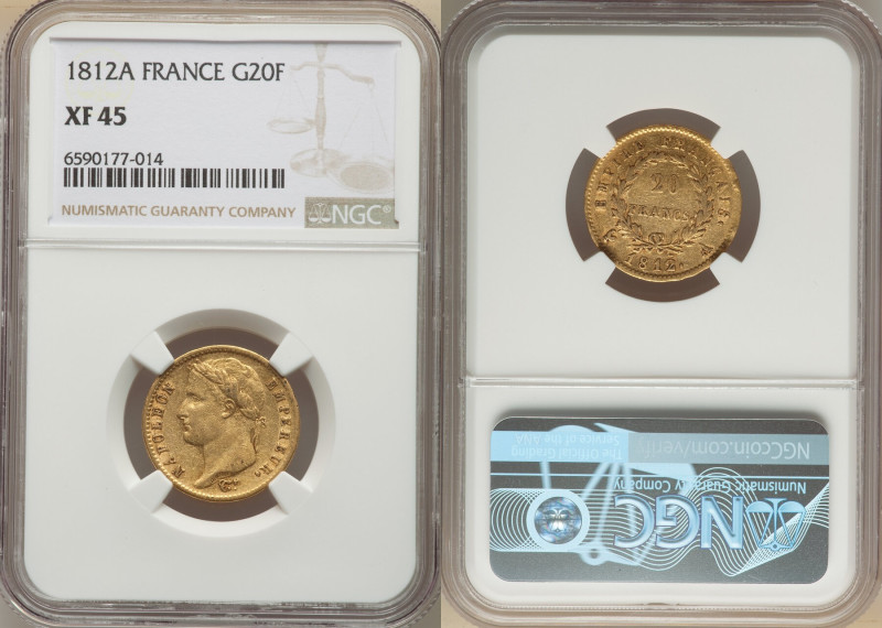 Napoleon gold 20 Francs 1812-A XF45 NGC, Paris mint, KM695.1, Fr-511. 

HID09801...