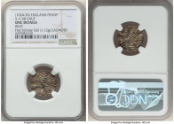 Kings of All England. Cnut (1016-1035) Penny ND (1024-1030) UNC Details (Bent) NGC, Huntingdon mint, Eadnoth as moneyer, Pointed Helmet type, S-1158.1...
