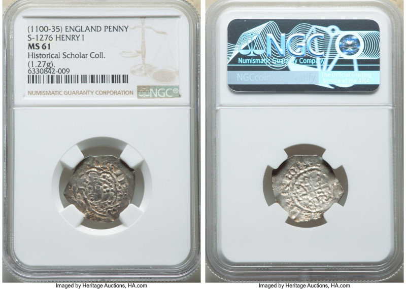 Henry I (1100-1135) Penny ND (c. 1102) MS61 NGC, Quadrilateral on cross fleury t...