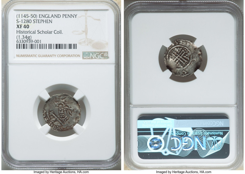 Stephen (1135-1154) Penny ND (1145-1150) XF40 NGC, Sudbury mint, Gilbert as mone...