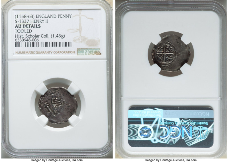 Henry II (1154-1189) Penny ND (1158-1163) AU Details (Tooled) NGC, Class A, S-13...