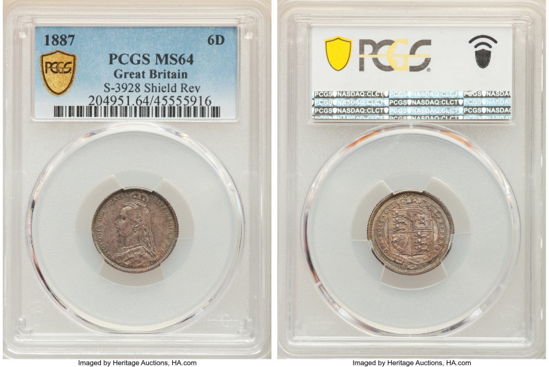 Victoria 6 Pence 1887 MS64 PCGS, KM759, S-3928. Shield reverse. 

HID09801242017...