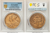 George VI bronze Specimen "Coronation" Medal 1937 SP64 PCGS, 38mm. CORONATION OF KING GEORGE VI & QUEEN ELIZABETH Their crowned and robed busts conjoi...
