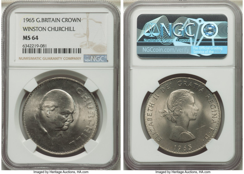 Elizabeth II "Winston Churchill" Crown 1965 MS64 NGC, KM910. 

HID09801242017

©...