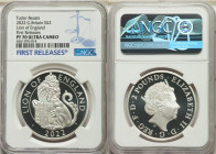 Elizabeth II silver Proof "Lion of England" 2 Pounds (1 oz) 2022 PR70 Ultra Cameo NGC, KM-Unl. Royal Tudor Beasts - The Lion of England. First Release...