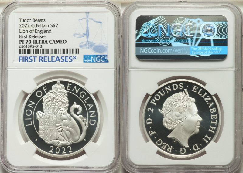 Elizabeth II silver Proof "Lion of England" 2 Pounds (1 oz) 2022 PR70 Ultra Came...