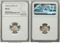 British India. Victoria 2 Annas 1841-(c) MS63 NGC, Calcutta mint, KM460.2. British East India Company issue. The reverse particularly attractive. 

HI...