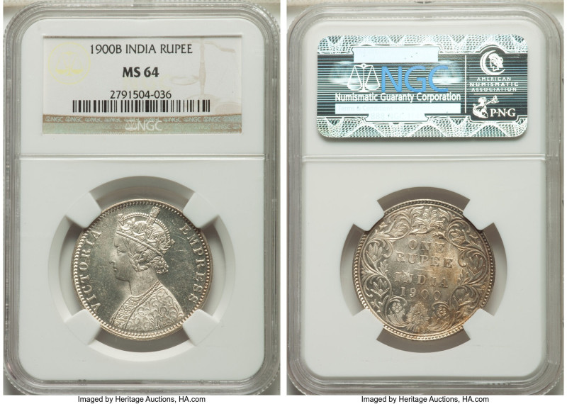 British India. Victoria Rupee 1900-B MS64 NGC, Bombay mint, KM492. 

HID09801242...