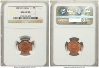 British India. Edward VII 3-Piece Lot of Certified Assorted 1/12 Annas NGC, 1) 1/12 Anna 1903-(c) - MS63 Red and Brown, KM497 2) 1/12 Anna 1905-(c) - ...
