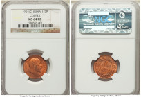 British India. Edward VII Pair of Certified 1/2 Pice 1904-(c) NGC, 1) 1/2 Pice - MS64 Red 2) 1/2 Pice - MS64 Red and Brown. Ex. Sanjay C. Gandhi Colle...
