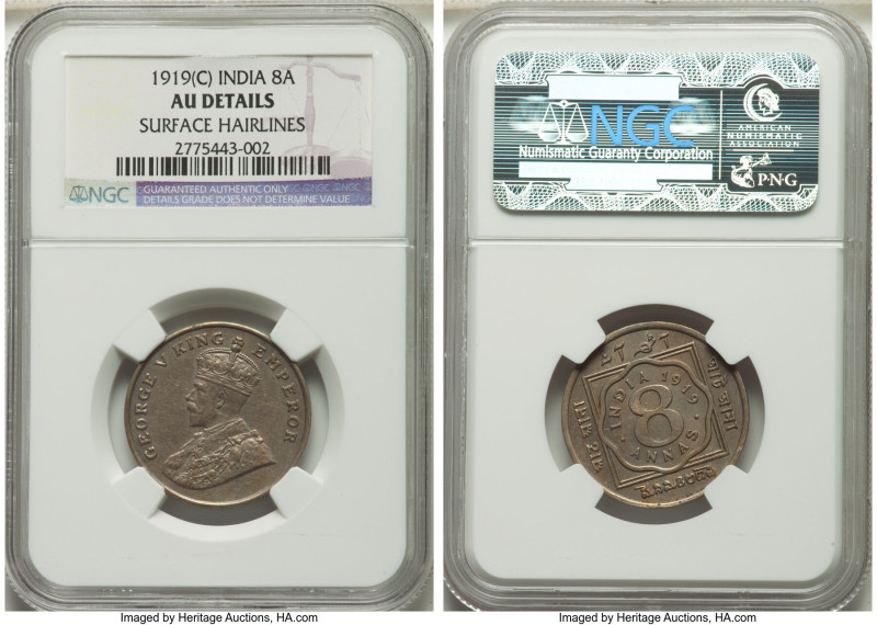 British India. George V 3-Piece Lot of Certified 8 Annas 1919-(c) NGC, 1) 8 Anna...
