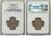 British India. George V 3-Piece Lot of Certified 8 Annas 1919-(c) NGC, 1) 8 Annas - AU Details (Surface Hairlines) 2) 8 Annas - AU Details (Surface Ha...