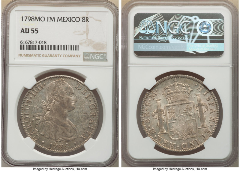 Charles IV 8 Reales 1798 Mo-FM AU55 NGC, Mexico City mint, KM109. 

HID098012420...