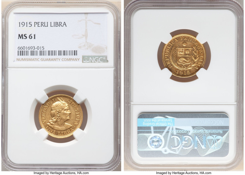 Republic gold Libra 1915 MS61 NGC, Lima mint, KM207, Fr-73. 

HID09801242017

© ...