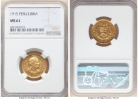 Republic gold Libra 1915 MS61 NGC, Lima mint, KM207, Fr-73. 

HID09801242017

© 2022 Heritage Auctions | All Rights Reserved