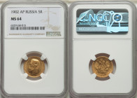 Nicholas II gold 5 Roubles 1902-AP MS64 NGC, St. Petersburg mint, KM-Y62, Fr-180. 

HID09801242017

© 2022 Heritage Auctions | All Rights Reserved