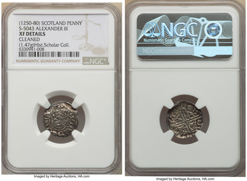 Alexander III (1249-1286) Penny ND (1250-1280) XF Details (Cleaned) NGC, Dun min...