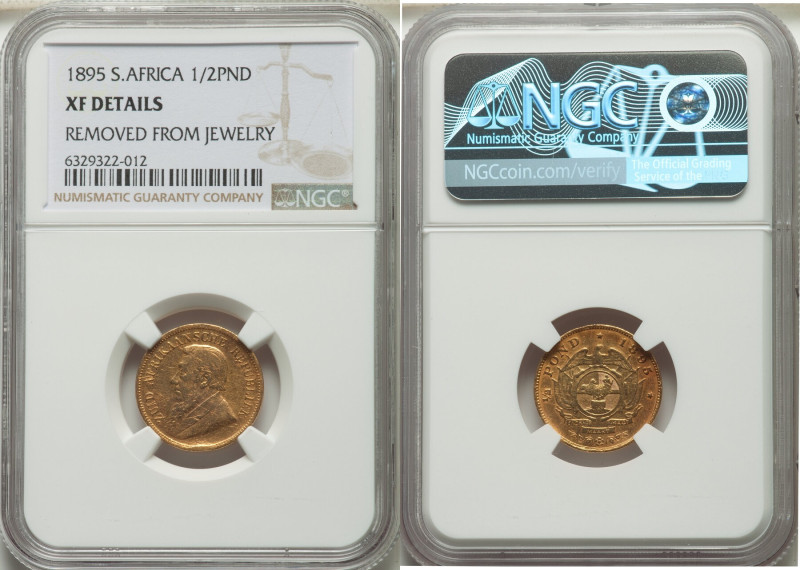 Republic gold 1/2 Pond 1895 XF Details (Removed From Jewelry) NGC, Pretoria mint...