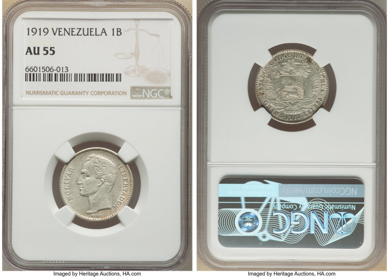 Republic Bolivar 1919 AU55 NGC, Philadelphia mint, KM-Y22. 

HID09801242017

© 2...