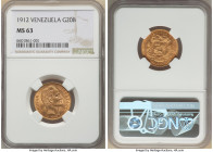 Republic gold 20 Bolivares 1912 MS63 NGC, Paris mint, KM-Y32. Type 3 torch is in line with the truncation. 

HID09801242017

© 2022 Heritage Auctions ...