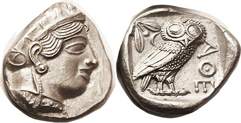 ATHENS, Tet, 449-413 BC, Athena head r/owl stg r, S2526; Virtually Mint State, v...