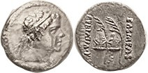 BAKTRIA Eukratides I, 171-135 BC, Obol, Diademed hd r/caps of the Dioscuri, scar...