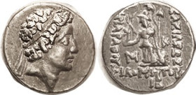 CAPPADOCIA, Ariarathes VII, 115-101 BC, Drachm, Bust r/Athena stg l, M-K, Yr 12; VF+/AVF, well centered & struck, good ,metal with lt tone; very nice ...