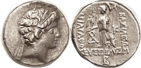 CAPPADOCIA, Ariarathes IX, 101-87 BC, Drachm, Bust r/ Athena stg l, monograms, Year B, S7297; VF+/VF, centered, good strike, nice metal with lt tone. ...