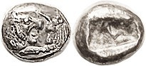 LYDIAN KINGDOM, Kroisos, c. 560-545 BC, 1/6 Stater, Confronted Lion & bull foreparts/irregular incuse; Choice VF, well centered & struck with much det...
