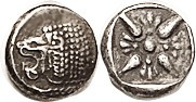 MILETOS, 1/12 Stater, 6th cent BC, Lion forepart, head left/ star pattern in squ...