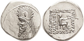 PARTHIA, Sinatrukes I, 93-69 BC, Drachm, Sellw 33.3 (Gotarzes I), Mint State, obv only sl off-ctr, rev centered; well struck with superbly detailed po...