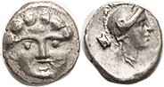 SELGE, Obol, 350-300 BC, Facing Gorgon head/Athena hd r, astragalos hehind; Choice AEF/VF, good metal, centering & strike, bold Gorgon face. (A Ch. VF...