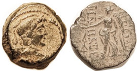 SYRIA, Antiochos IX, 112-101 BC, Æ18, Eros bust r/ Nike adv l, AVF, sl off-ctr, black-&-orange patina, nice strong head. (A VF realized $190, Lanz 5/8...