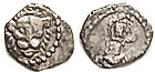 Samaria, Hemiobol (7 mm, .21 gm), mid-4th cent BC, Facg Lion hd/Persian king kneeling r; F-VF/F, pretty good metal, obv sl off-ctr but complete, lion ...