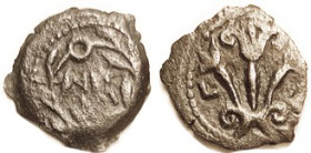 Valerius Gratus, 15-26 AD, Prutah, H-1335b, Lgnd in wreath/3 lilies, at least AF/F-VF, somewhat off-ctr, some wk striking mainly on obv, rev reasonabl...