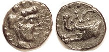 Askalon, Æ12, Tyche head r/Galley, above AC = Yr 201 = 97 AD; VF, somewhat crude but centered & fully clear, dark brown patina. Rare! (Nicer than a VF...