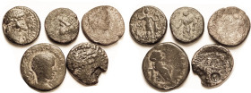 Five coins from this Judaic collection I could not identify (they all came loose!) Æ18-23, lower grade, one Nero (Gaza?), one with countermarks (Askal...