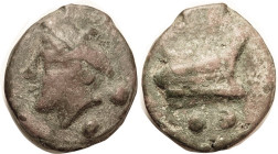 Aes Grave, Quadrans, 225-217 BC, Cr.35/5, Mercury hd l./prow r, 2 pellets ea side, 35x39 mm, 50.68 g; F+/VF, a very appealing bold coin with 2-toned m...