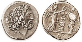 P. Sabinus, 99 BC, Quinarius, Cr.331/1, Sy.587, Jupiter hd r/Victory & trophy; VF, centered, good metal with deep old tone. (A GVF realized $665, Kunk...