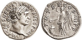 TRAJAN, Den., PM TRP COS IIII PP, Victory stg l at altar; Choice EF, well centered & struck, good metal with lt tone. (Same variety, EF, brought $275 ...