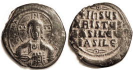 ANONYMOUS, Follis, S1818, Facg Christ bust/4-line lgnd, variety w/chevrons above & below; AVF, rev sl off-ctr with some crudeness, obv quite bold & ni...