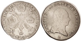 AUSTRIAN NETHERLANDS, 1/4 Kronenthaler, 1797B, Francis II bust r/ Crowns in cross; VG/F, bright, trace of rev adj marks.