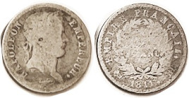 FRANCE, 1/2 Franc 1811BB, Napoleon bust, rev center worn out, otherwise G, strong portrait.