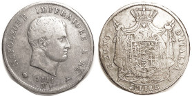 ITALY, Kingdom, 5 Lire 1811-M, Napoleon bust r/Arms, F+, problem-free & nicely toned. (At least as good as a NVF w/rim nicks bringing $100, Teutoburge...